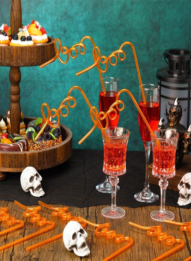 Potchen 50 Pcs Halloween Boo Straws Decoration Bulk Funny Orange Plastic Straws Halloween Fall Thanksgiving Party Gifts Supplies Spooky Ghost Birthday Wedding Favors Decorations - Image 5